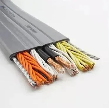 Custom Flat Elevator Traveling Cable, 1-60 Cores, Coax and Fibre, PVC, 450/750V