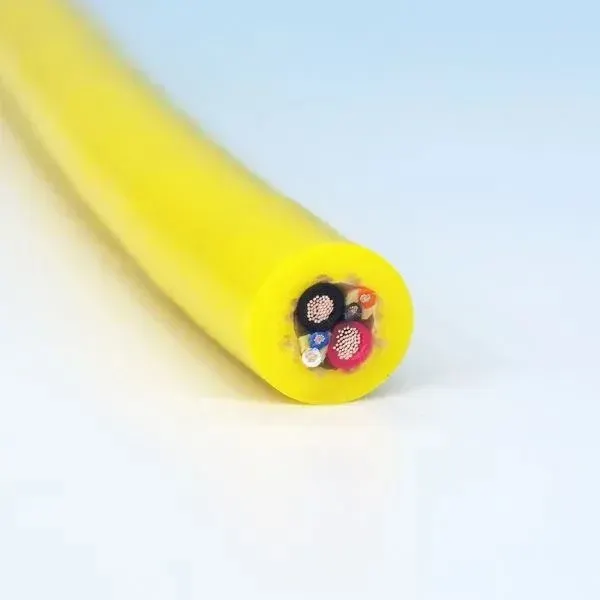 Underwater Power and Signal Cable, 2x1.0 mm2 + 2x2x0.2 mm2, 100 kg Kevlar, Yellow PUR